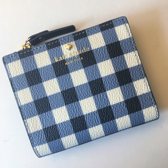 New KATE SPADE Adalyn Mini Wallet ~ Navy Gingham - Picture 6 of 6